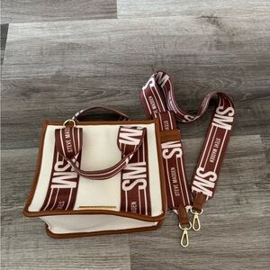 Steve Madden handbag crossbody square brown and cream